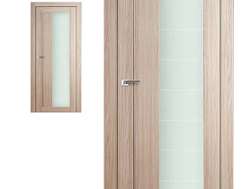 Межкомнатная дверь Profil Doors экошпон серия X 47X Капучино Мелинга полотно со стеклом Varga (молдинг алюминий)