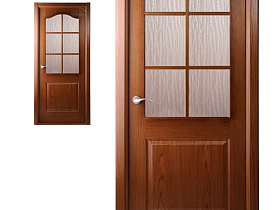 Межкомнатная дверь шпон  Belwooddoors Капричеза орех, остекленное полотно с деревянной раскладкой