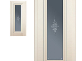 Межкомнатная дверь Profil Doors экошпон серия U 24U Магнолия Сатинат полотно со стеклом кристалл графит (молдинг серебро)