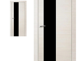 Межкомнатная дверь Profil Doors экошпон серия Z 5Z Кроскут ясень белый полотно со стеклом Черный лак (кромка с 2-х сторон хром Eclipse)