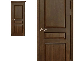 Межкомнатная дверь из массива ольхи Ока Валенсия Античный орех, глухое полотно