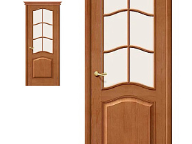 Межкомнатная дверь из массив М7 Т-05, Светлый Лак полотно со стеклом Сатинато