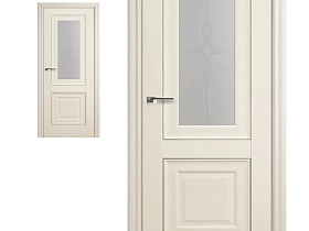 Межкомнатная дверь Profil Doors экошпон серия X 28X Ясень белый (Эш Вайт) полотно со стеклом матовый узор (молдинг серебро)