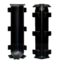Угол внутренний ПВХ для алюминиевого плинтуса Русский профиль 80 мм, черный