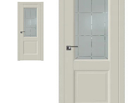 Межкомнатная дверь Profil Doors экошпон серия U 90U Магнолия Сатинат полотно со стеклом гравировка 1