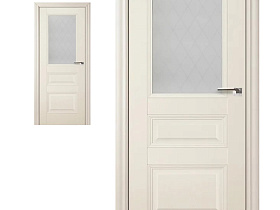 Межкомнатная дверь Profil Doors экошпон серия X 67X Ясень белый (Эш Вайт), полотно со стеклом ромб