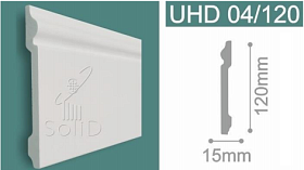 Плинтус из дюрополимера ударопрочный Solid UHD 04/120 Белый (под покраску), 15х120х2000 мм, 1 м.п.
