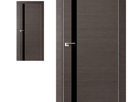 Межкомнатная дверь Profil Doors экошпон серия Z 6Z Грей Кроскут полотно со стеклом Черный лак (кромка с 2-х сторон хром Eclipse)