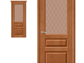 Межкомнатная дверь из массив М5 Т-05, Светлый Лак\Кристалл полотно со стеклом