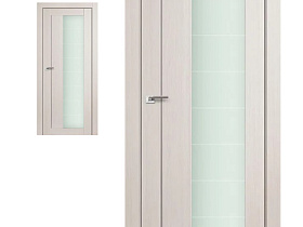 Межкомнатная дверь Profil Doors экошпон серия X 47X Ясень белый (Эш Вайт) Мелинга полотно со стеклом Varga (молдинг алюминий)