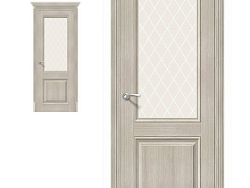 Межкомнатная дверь экошпон el`Porta Классико-33 Cappuccino Veralinga полотно со стеклом White Сrystal
