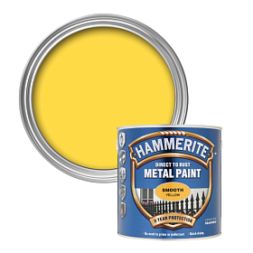 Гладкая краска по металлу и ржавчине Hammerite (0,25л), Желтая