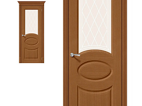 Межкомнатная дверь Браво Шпон Статус-21 Ф-11 (Орех) с художественным стеклом