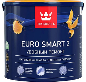 Краска интерьерная Tikkurila Euro Smart 2 VVA глубокоматовая (9л)
