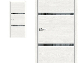 Межкомнатная дверь el'PORTA Эко Шпон Браво-2.55 White Skyline, стекло Mirox Grey