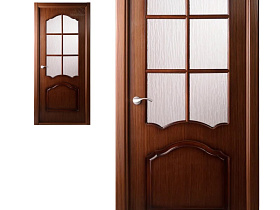 Межкомнатная дверь шпон  Belwooddoors Каролина орех, остекленное полотно с деревянной раскладкой