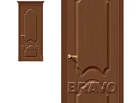 Межкомнатная дверь из шпона файн-лайн Браво Афина Ф-12 Орех глухое полотно