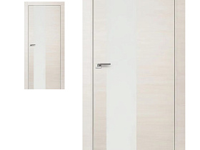 Межкомнатная дверь Profil Doors экошпон серия Z 5Z Кроскут ясень белый полотно со стеклом Белый лак (кромка с 2-х сторон хром Eclipse)