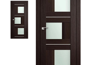 Межкомнатная дверь Profil Doors экошпон 13X Венге Мелинга с матовым стеклом (молдинг алюминий)