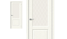 Межкомнатная дверь Браво Эко Шпон Неоклассик-33 White Wood, стекло White Сrystal