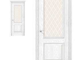 Межкомнатная дверь экошпон el`Porta Классико-13 Silver Ash полотно со стеклом White Сrystal