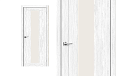 Межкомнатная дверь экошпон Porta X Порта-25 alu Snow Veralinga, полотно со стеклом сатинато белое "Magic Fog"