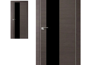 Межкомнатная дверь Profil Doors экошпон серия Z 5Z Грей Кроскут полотно со стеклом Черный лак (кромка с 2-х сторон хром Eclipse)