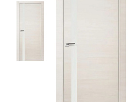 Межкомнатная дверь Profil Doors экошпон серия Z 6Z Кроскут ясень белый полотно со стеклом Белый лак (кромка с 2-х сторон хром Eclipse)