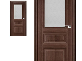 Межкомнатная дверь Profil Doors экошпон серия X 67X Орех Сиена, полотно со стеклом ромб