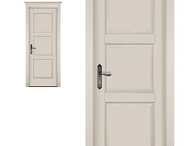 Межкомнатная дверь из массива ольхи Ока Турин Слоновая кость, глухое полотно