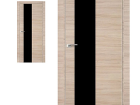 Межкомнатная дверь Profil Doors экошпон серия Z 5Z Капучино Кроскут полотно со стеклом черный лак (кромка с 2-х сторон хром Eclipse)