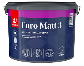 Краска интерьерная для стен и потолка Tikkurila Euro Matt 3 абсолютно матовая, база A
