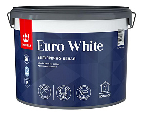 Краска для потолка Tikkurila Euro White Безупречный потолок глубокоматовая, база A