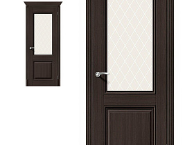 Межкомнатная дверь экошпон el`Porta Классико-33 Wenge Veralinga полотно со стеклом White Сrystal