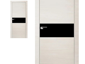 Межкомнатная дверь Profil Doors экошпон серия Z 4Z Кроскут ясень белый полотно со стеклом Черный лак (кромка с 2-х сторон хром Eclipse)