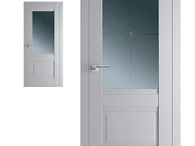 Межкомнатная дверь Profil Doors экошпон серия U 2U Манхэттен полотно со стеклом узор графит