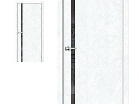 Межкомнатная дверь mr.wood Эко Шпон Браво-1.55 Snow Art, стекло Mirox Grey
