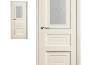 Межкомнатная дверь Profil Doors экошпон серия X 26X Ясень белый (Эш Вайт) полотно со стеклом матовый узор (молдинг серебро)