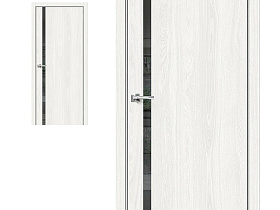 Межкомнатная дверь el'PORTA Эко Шпон Браво-1.55 White Dreamline, стекло Mirox Grey