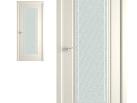 Межкомнатная дверь Profil Doors экошпон серия U 85U Магнолия Сатинат полотно со стеклом гравировка 4