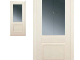Межкомнатная дверь Profil Doors экошпон серия U 2U Магнолия Сатинат полотно со стеклом узор графит