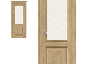 Межкомнатная дверь Браво Классико-33 Organic Oak, стекло White Сrystal
