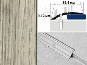 Порог разноуровневый декорированный С4 39,4х12 мм Дуб северный