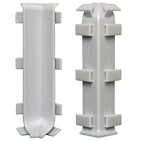 Угол внутренний ПВХ для алюминиевого плинтуса Лука 60 мм, серый