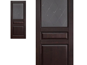 Межкомнатная дверь из массива ольхи Ока Валенсия Венге, полотно со стеклом