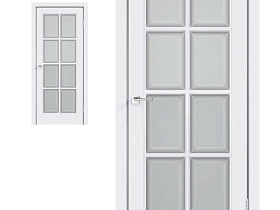 Межкомнатная дверь Velldoris Эмаль SCANDI 4V цвет Белый, стекло английская решетка