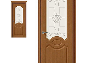 Межкомнатная дверь Браво Шпон Селена Ф-11 (Орех) с художественным стеклом