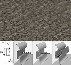 Напольный плинтус Идеал Комфорт (пластиковый с кабель-каналом) 220 Дуб оливье (55x22x2500 мм), 1 м.п.