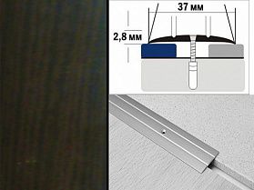 Порог декорированный плоский А6 37х2,8 мм Венге