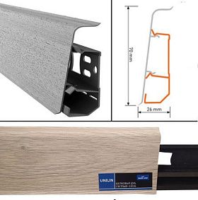 Напольный плинтус Quick Step 03036 Шелковый дуб, светлый (пластиковый с кабель-каналом), 1 м.п.